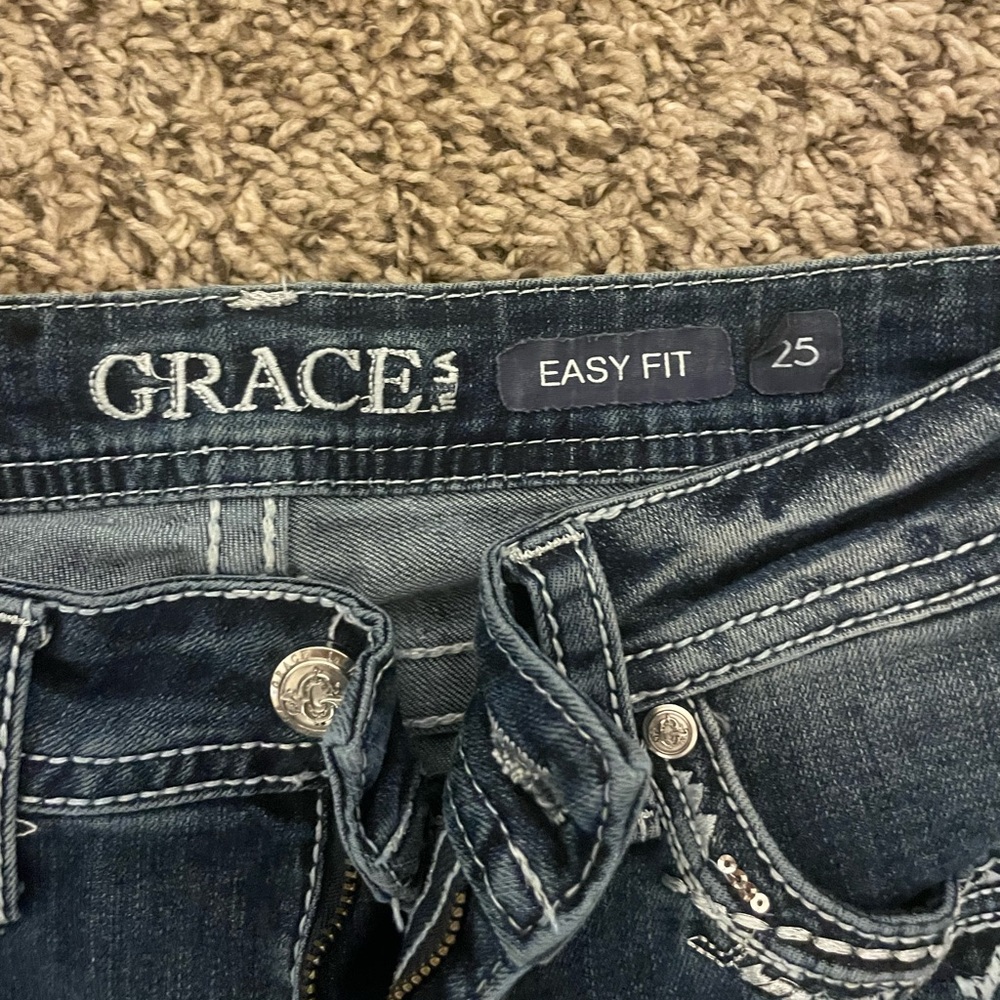 Grace in LA Deep Blue Easy Fit Jeans